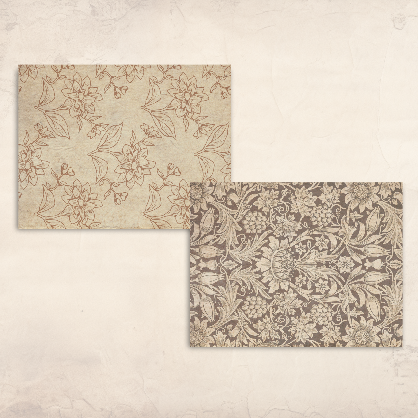 Neutral Vintage Background Papers – Printable Aged Patterns for Junk Journals & Scrapbooking