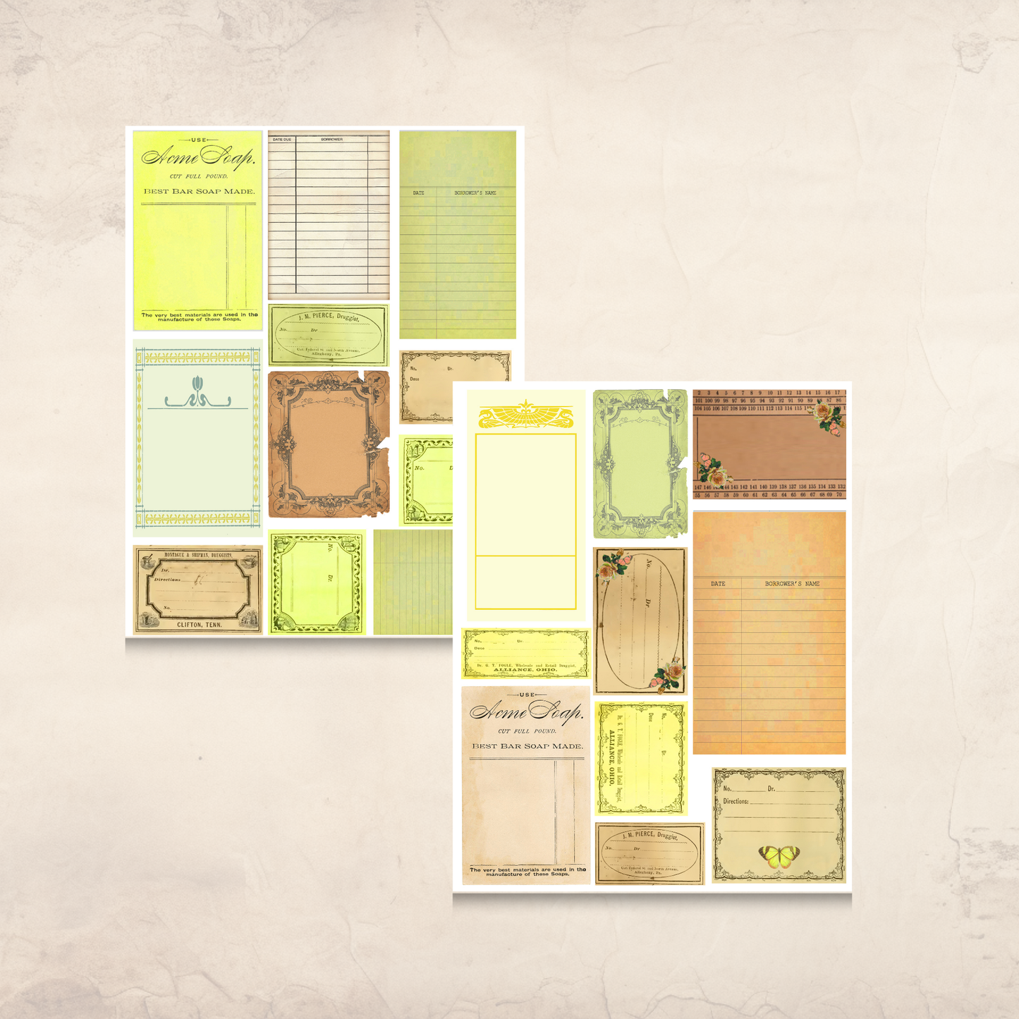 Vintage Labels & Cards Ephemera – Printable Library Cards, Bingo Cards & Blank Labels