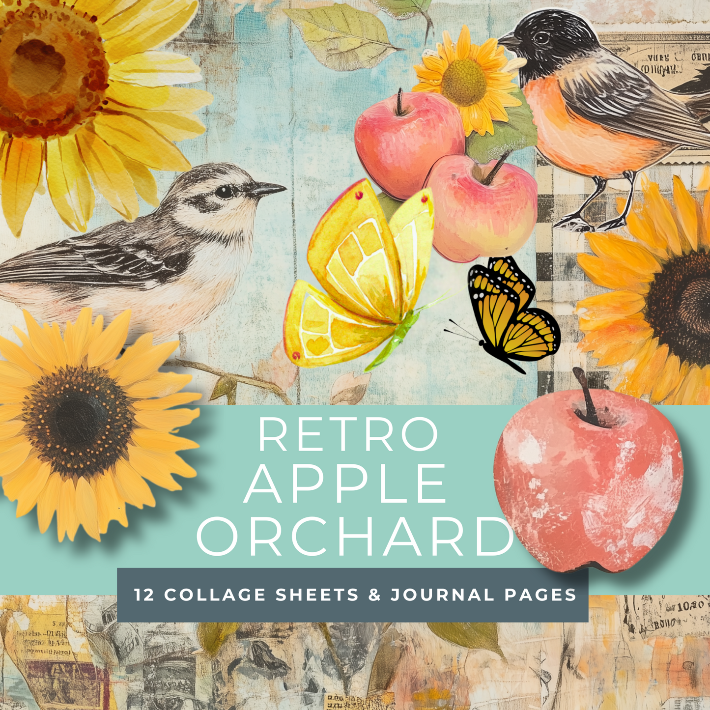 Cozy Fall Junk Journal Bundle – 14 Printable Autumn Kits with Pumpkins, Apples, Sunflowers & Gingham