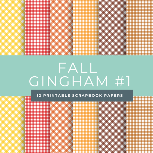 Autumn Gingham Scrapbook Papers – Printable Fall Plaid Patterns in Warm Harvest Tones