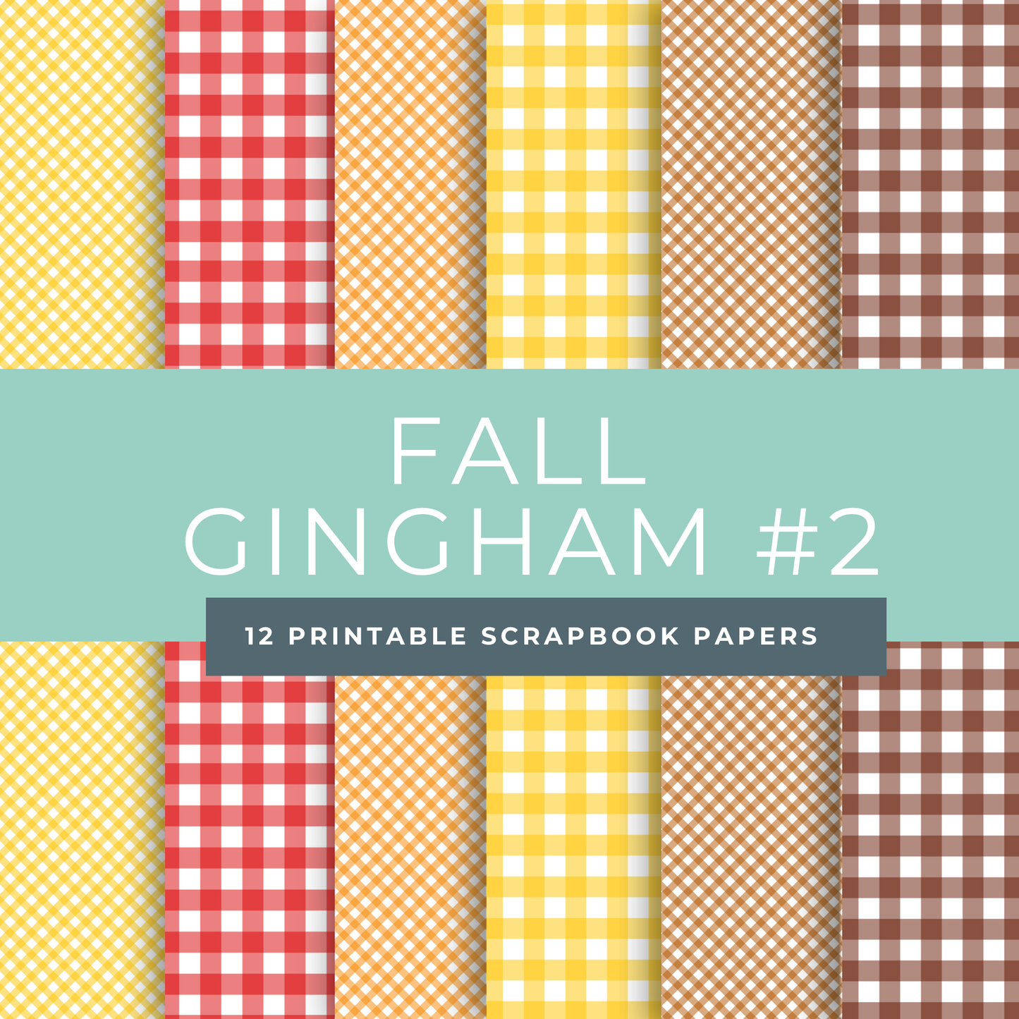Cozy Fall Gingham Scrapbook Papers – Printable Checkered Patterns in Earthy Autumn Colors