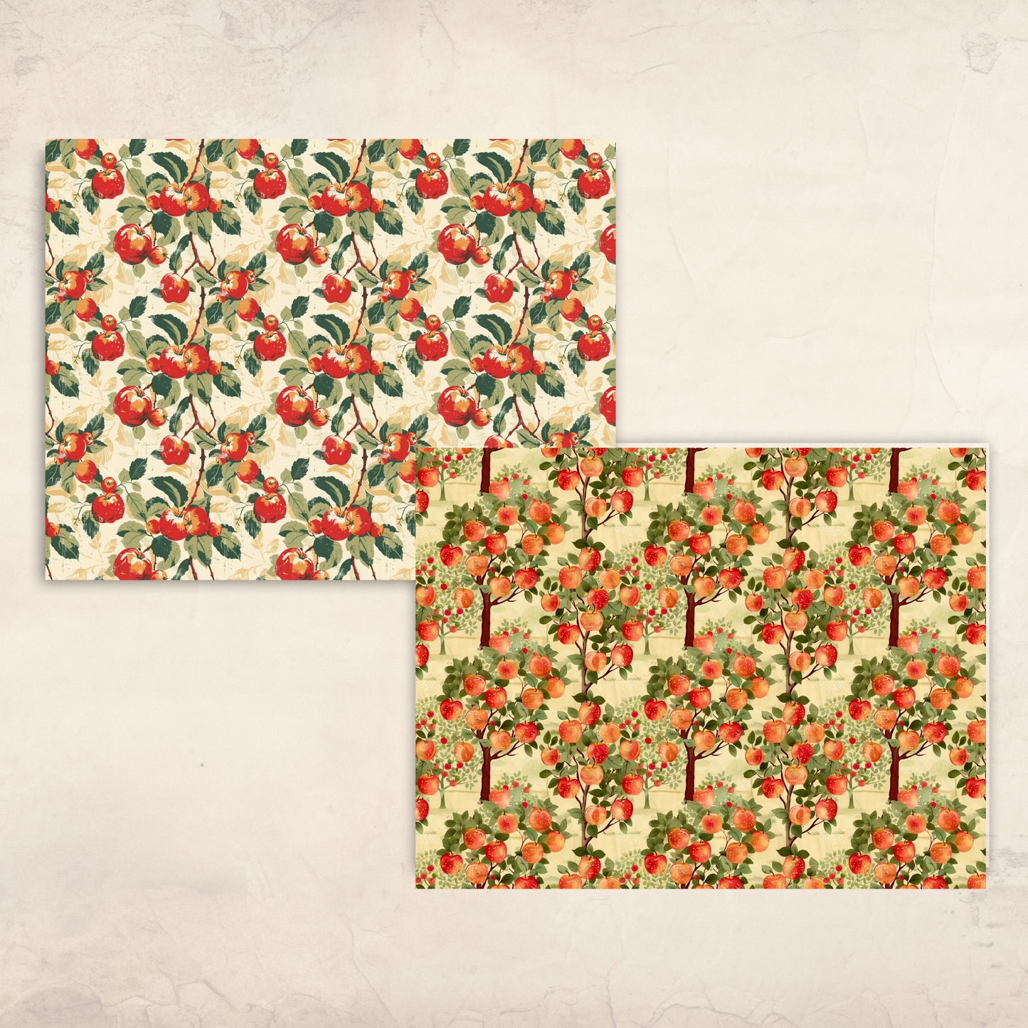 Retro Apple Scrapbook Papers – Printable Fall Gingham & Orchard Patterns for Junk Journals