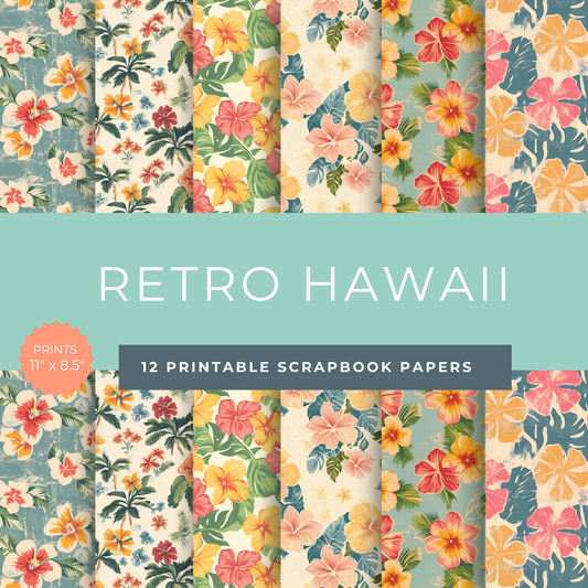 Hawaiian Travel Scrapbook Papers– Tropical Printable Papers
