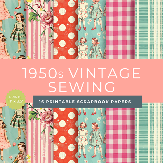 Vintage 1950s Sewing Patterns Scrapbook Paper