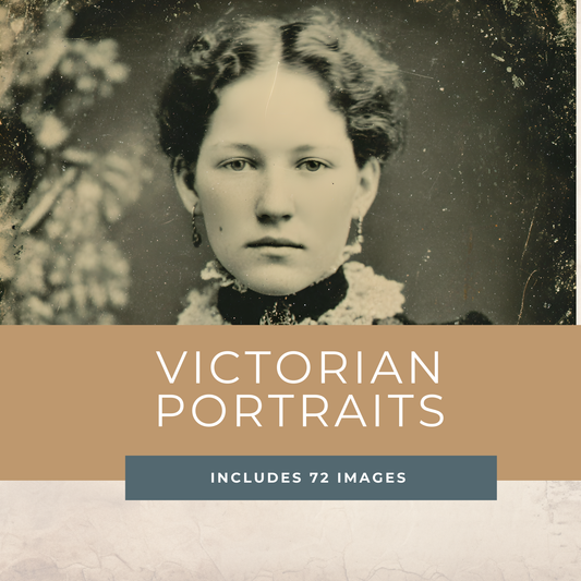 Victorian Portrait Ephemera – 72 Printable Black & White Photos of Women, Men & Families