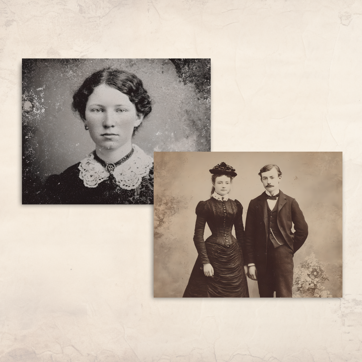 Victorian Portrait Ephemera – 72 Printable Black & White Photos of Women, Men & Families