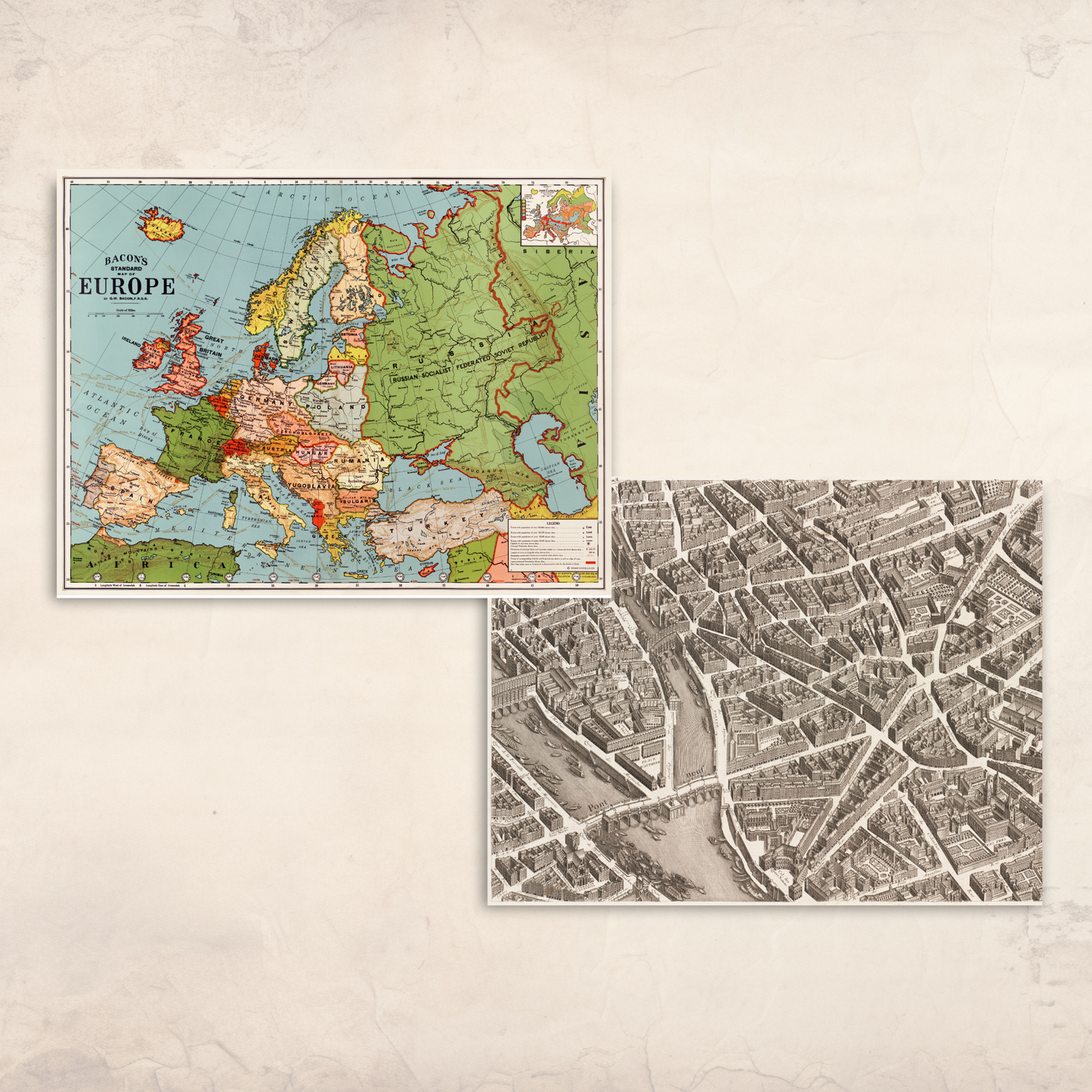 Vintage Maps Ephemera – 12 Printable Antique Map Pages for Junk Journals & Collage