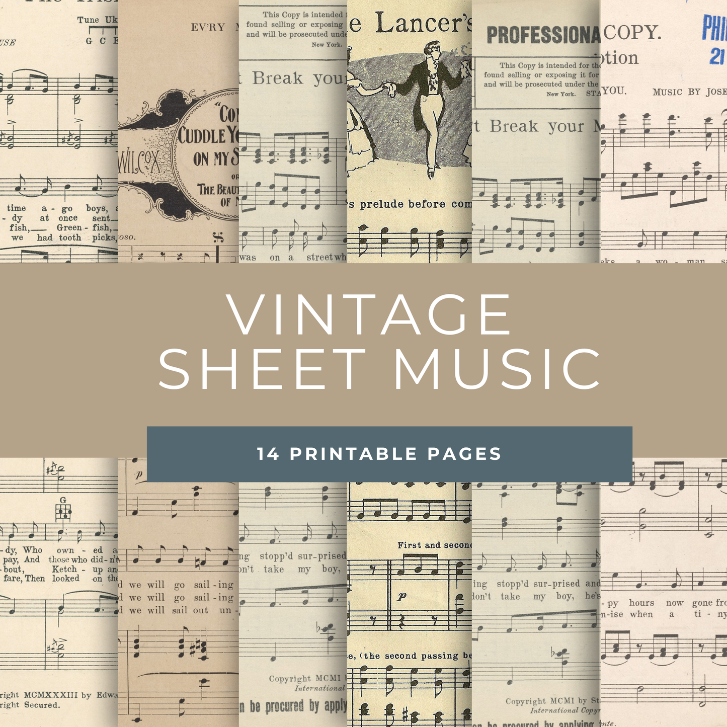 Vintage Sheet Music Printables – Printable Ephemera for Junk Journals, Collage & Scrapbooking