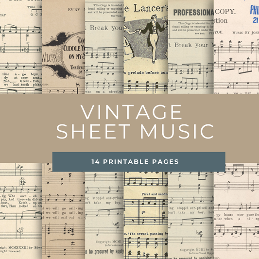 Vintage Sheet Music Printables – Printable Ephemera for Junk Journals, Collage & Scrapbooking