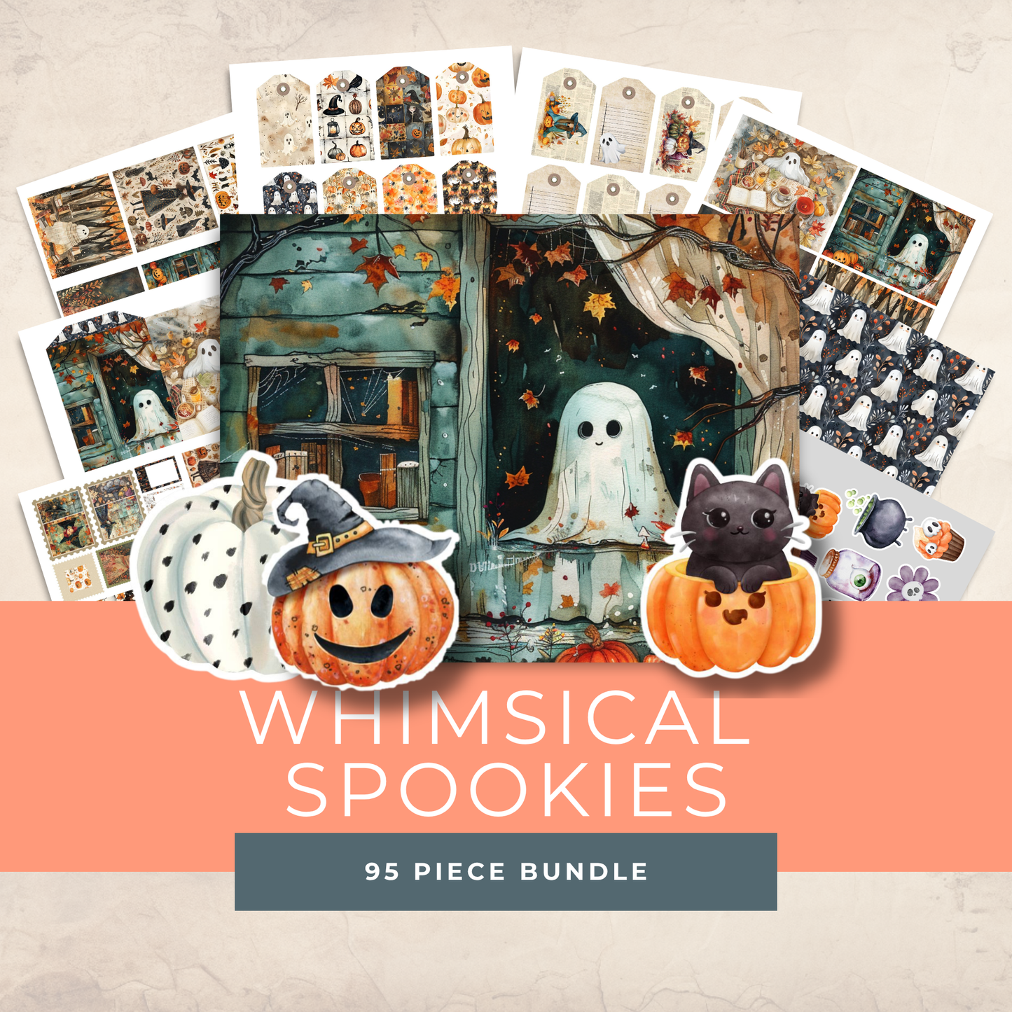 Spooky Cute Halloween Ephemera – Printable Ghosts, Bats & Witches for Whimsical Junk Journals