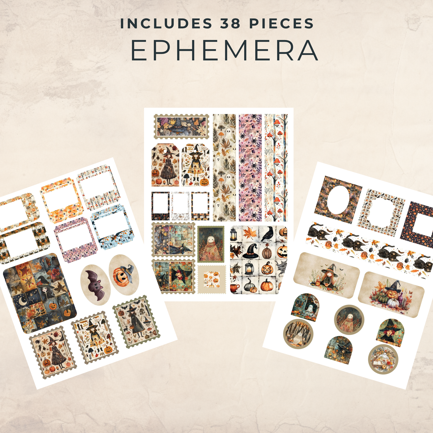 Spooky Cute Halloween Ephemera – Printable Ghosts, Bats & Witches for Whimsical Junk Journals