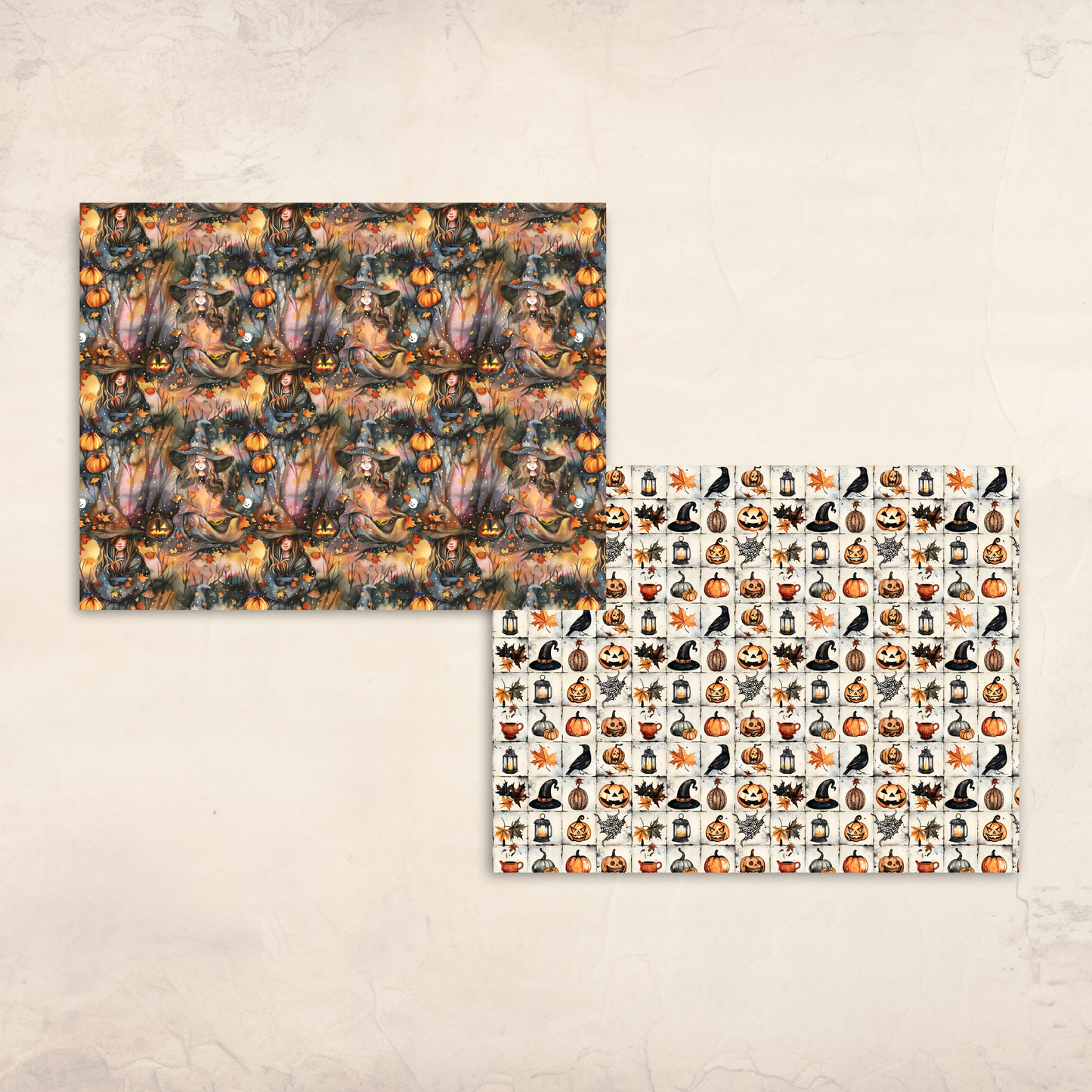 Whimsical Halloween Scrapbook Papers – Printable Watercolor Ghosts, Witches & Spooky Cute Patterns