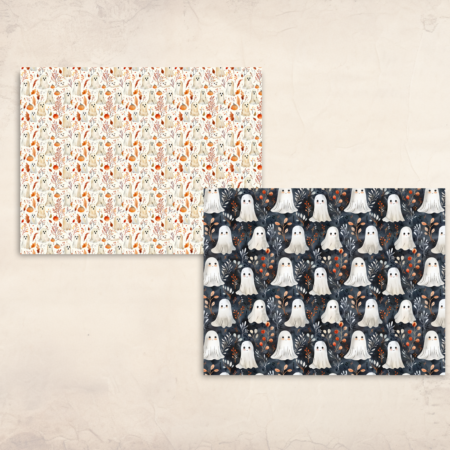 Whimsical Halloween Scrapbook Papers – Printable Watercolor Ghosts, Witches & Spooky Cute Patterns