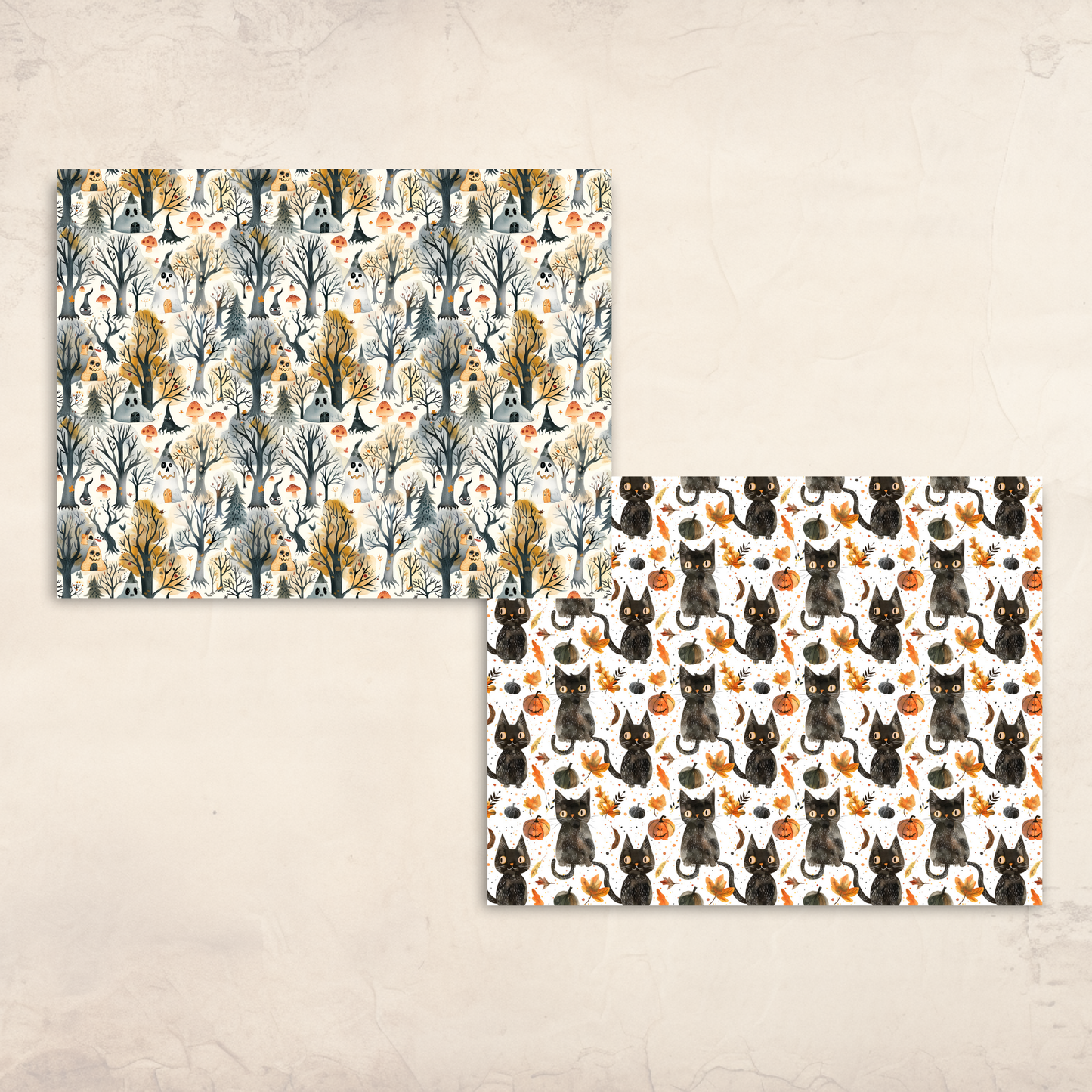 Whimsical Halloween Scrapbook Papers – Printable Watercolor Ghosts, Witches & Spooky Cute Patterns