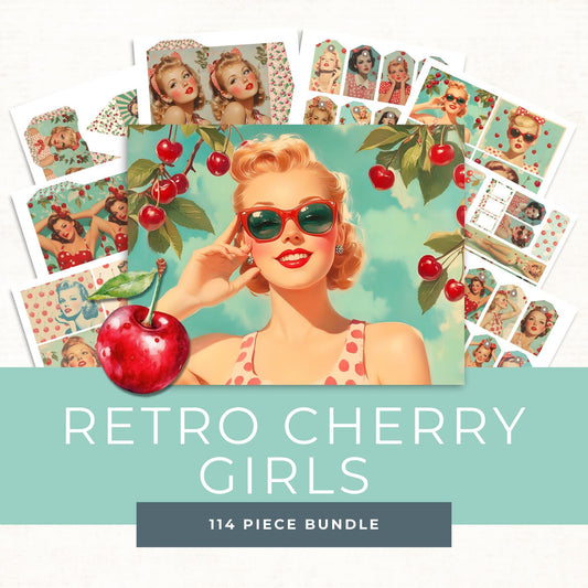 Retro Cherry Junk Journal Kit – 1950s Pin-Up Ephemera