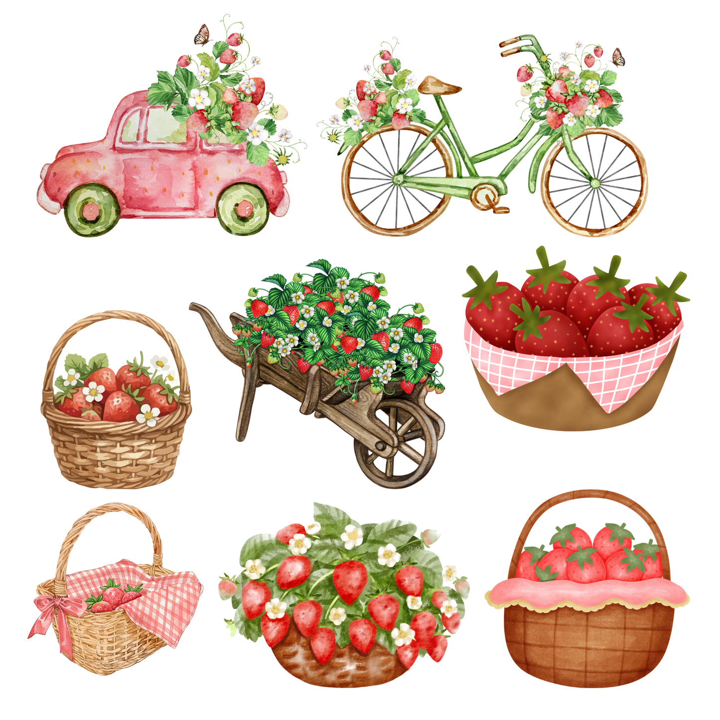 Strawberry Fields Collage Book – 100+ Vintage Strawberry Elements for Journals & Crafts