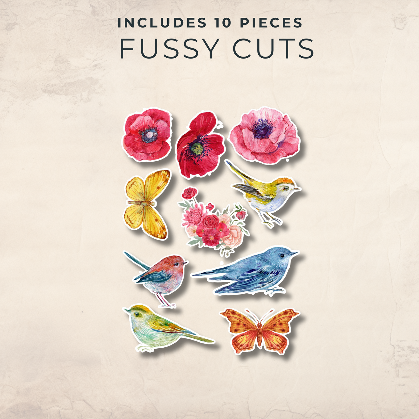 Whimsical Birds and Poppies FREE DOWNLOAD