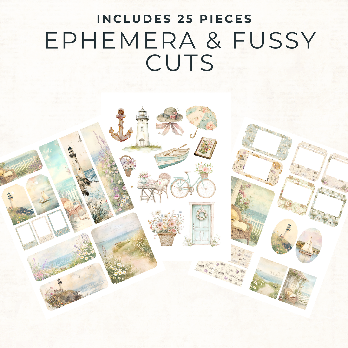 Vintage Seaside Ephemera Pack – Printable Coastal Junk Journal Kit