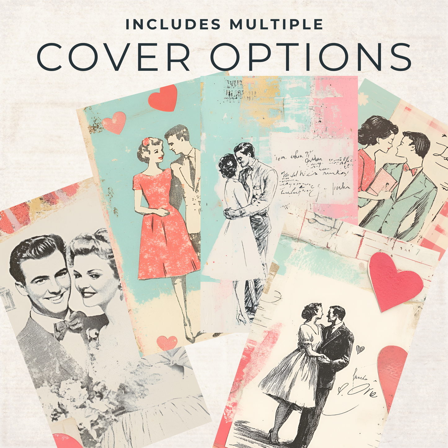 1950s Valentine Junk Journal Folio Kit – Printable Retro Romance Scrapbook, Ephemera & Mini Journal