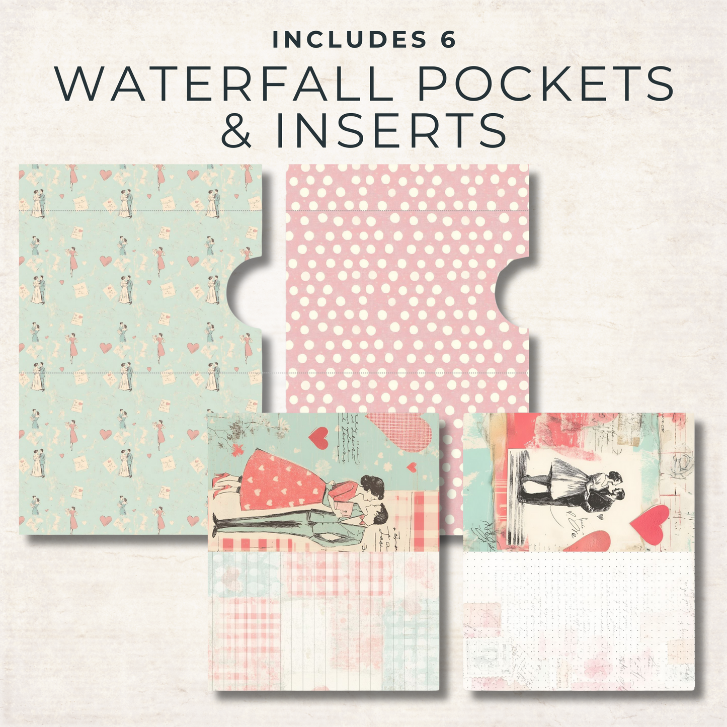 1950s Valentine Junk Journal Folio Kit – Printable Retro Romance Scrapbook, Ephemera & Mini Journal