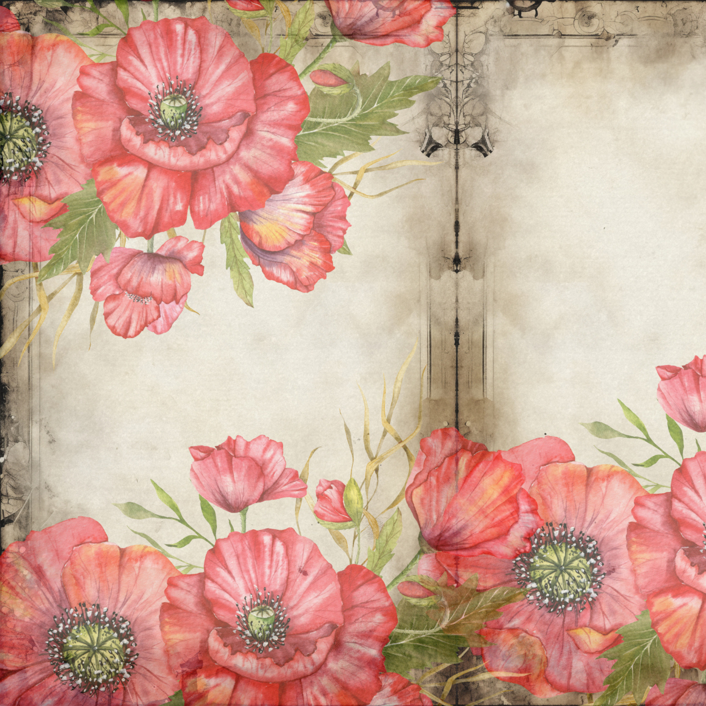 Whimsical Birds and Poppies FREE DOWNLOAD