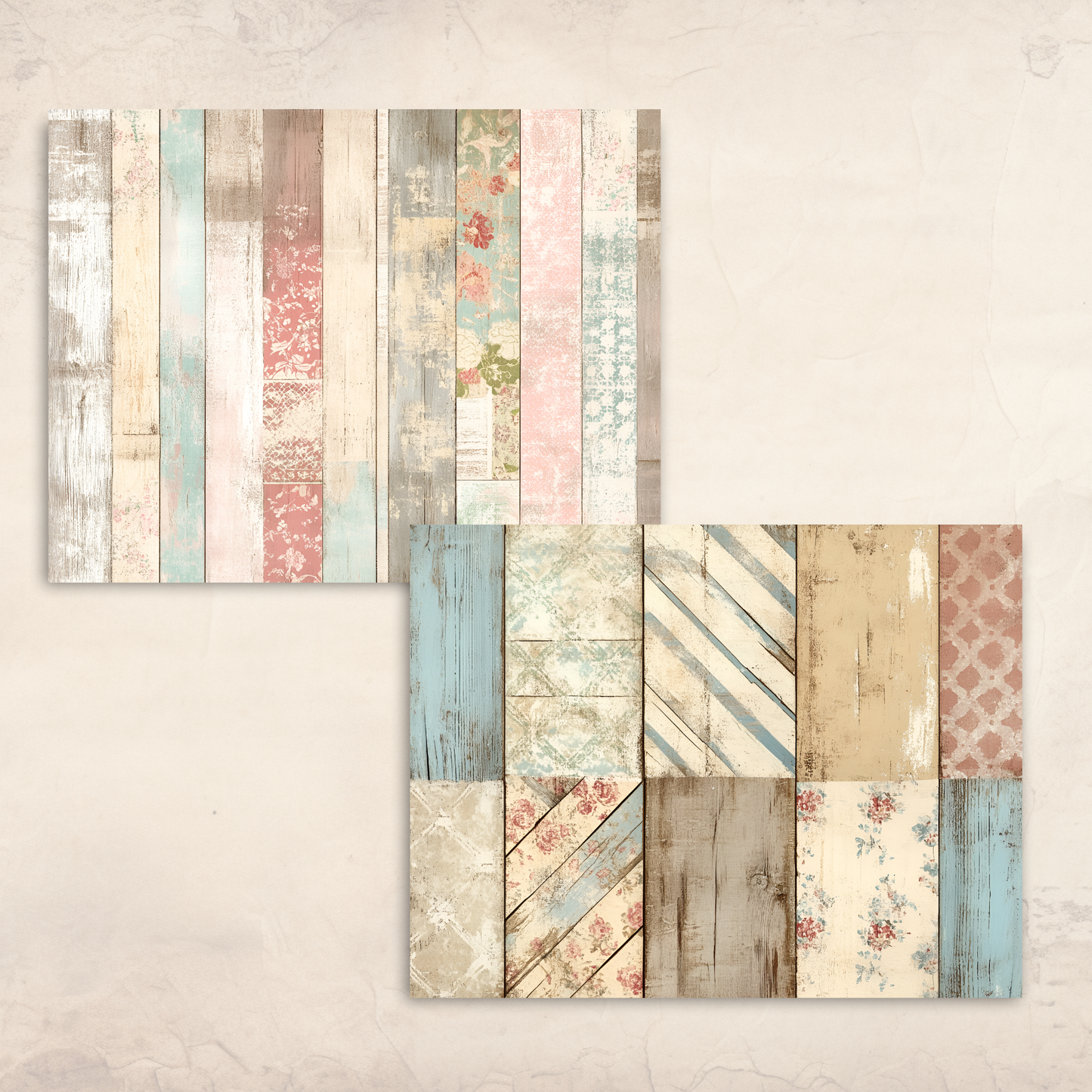 Distressed Wood Digital Paper – Rustic Shabby Chic Woodgrain Backgrounds for Junk Journals & Scrapbooks