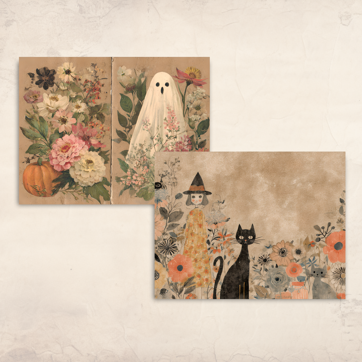 Whimsical Halloween Junk Journal Kit – Printable Cute Ghosts, Pumpkins & Spooky Scrapbook Pages