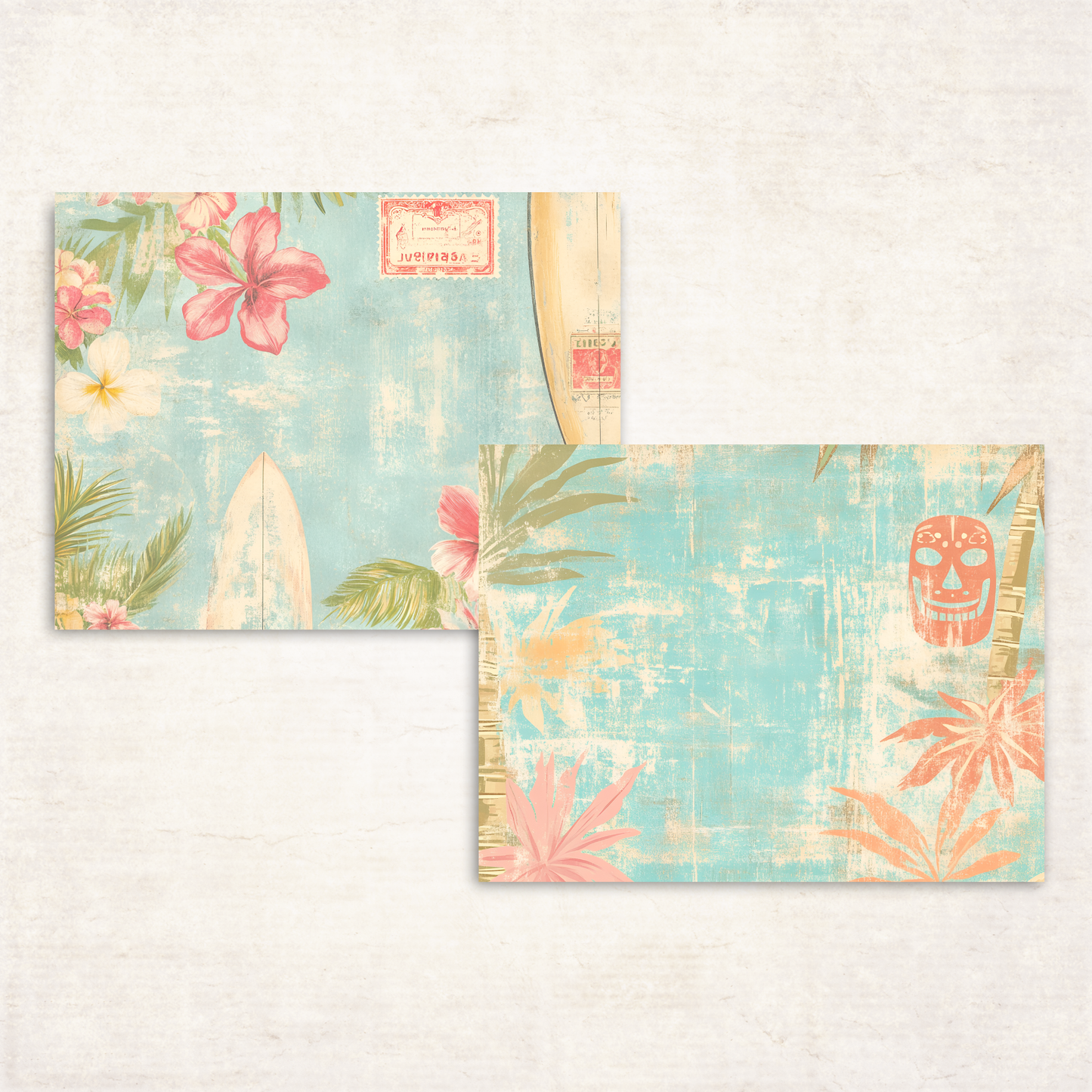 Hawaiian Vacation Junk Journal Kit – Printable Island Ephemera & Travel Collage Sheets