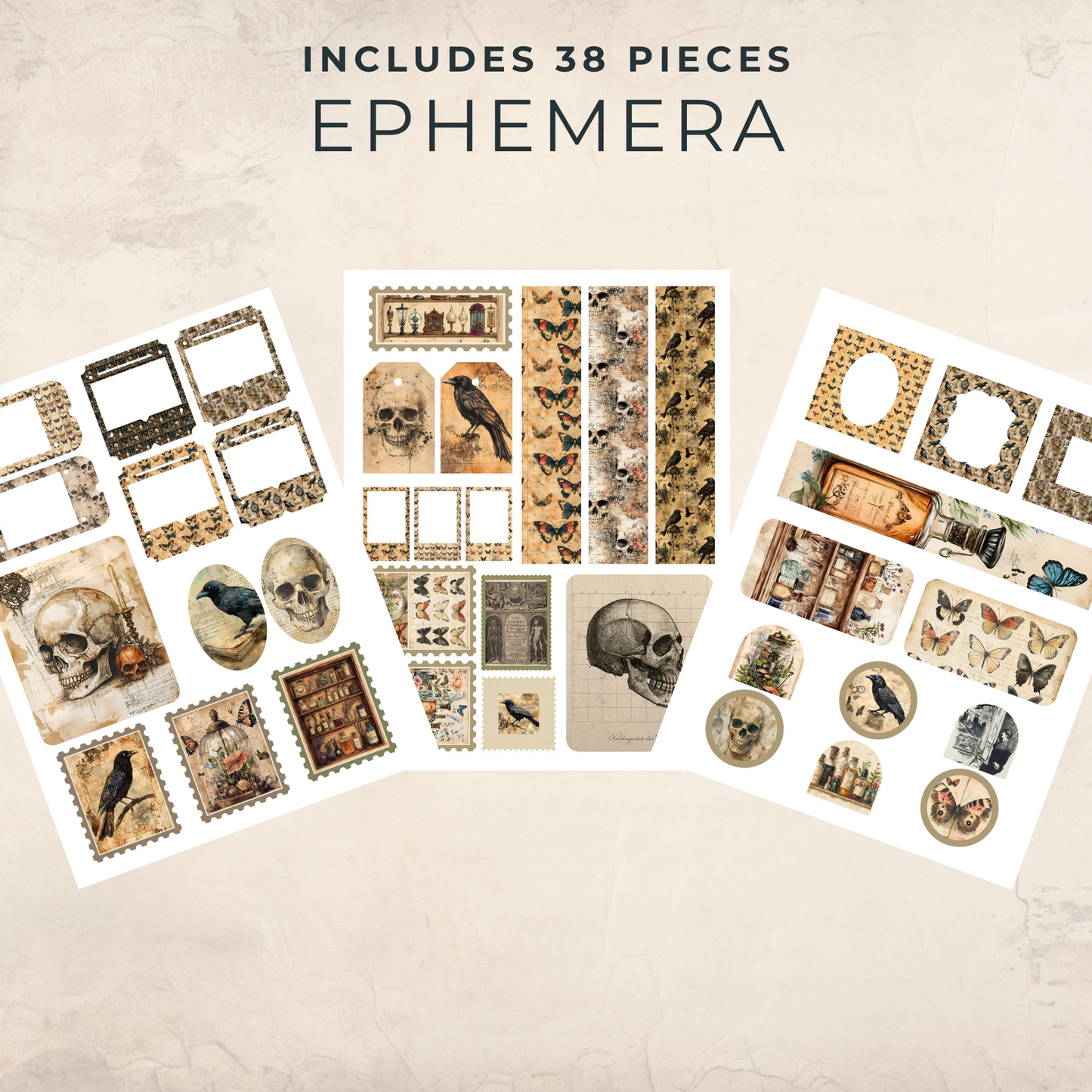 Cabinet of Curiosities Junk Journal Kit – Printable Oddities Ephemera & Spooky Victorian Papers