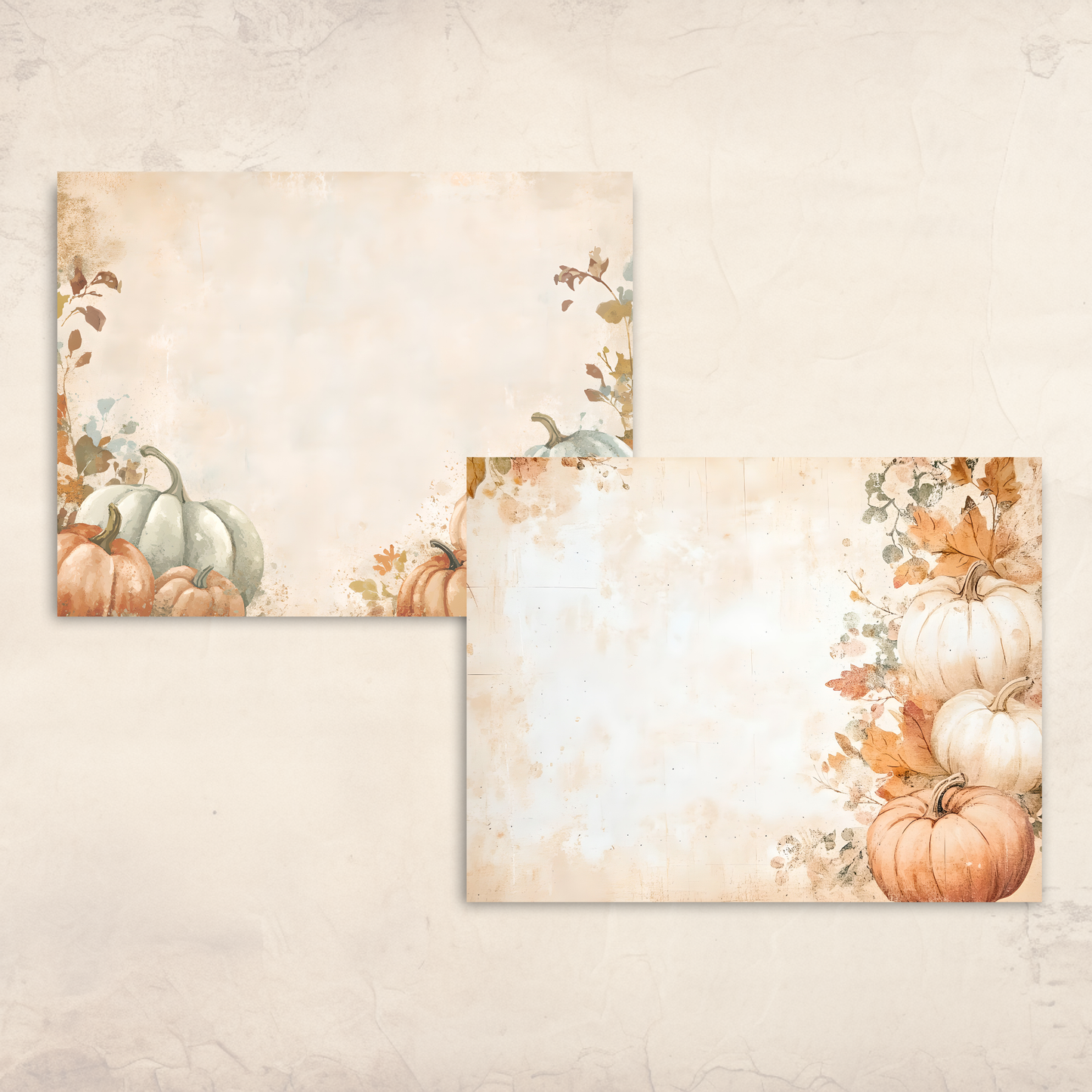 Cozy Fall Pumpkin Journal Pages – Printable Shabby Chic Watercolor Papers for Autumn Junk Journals