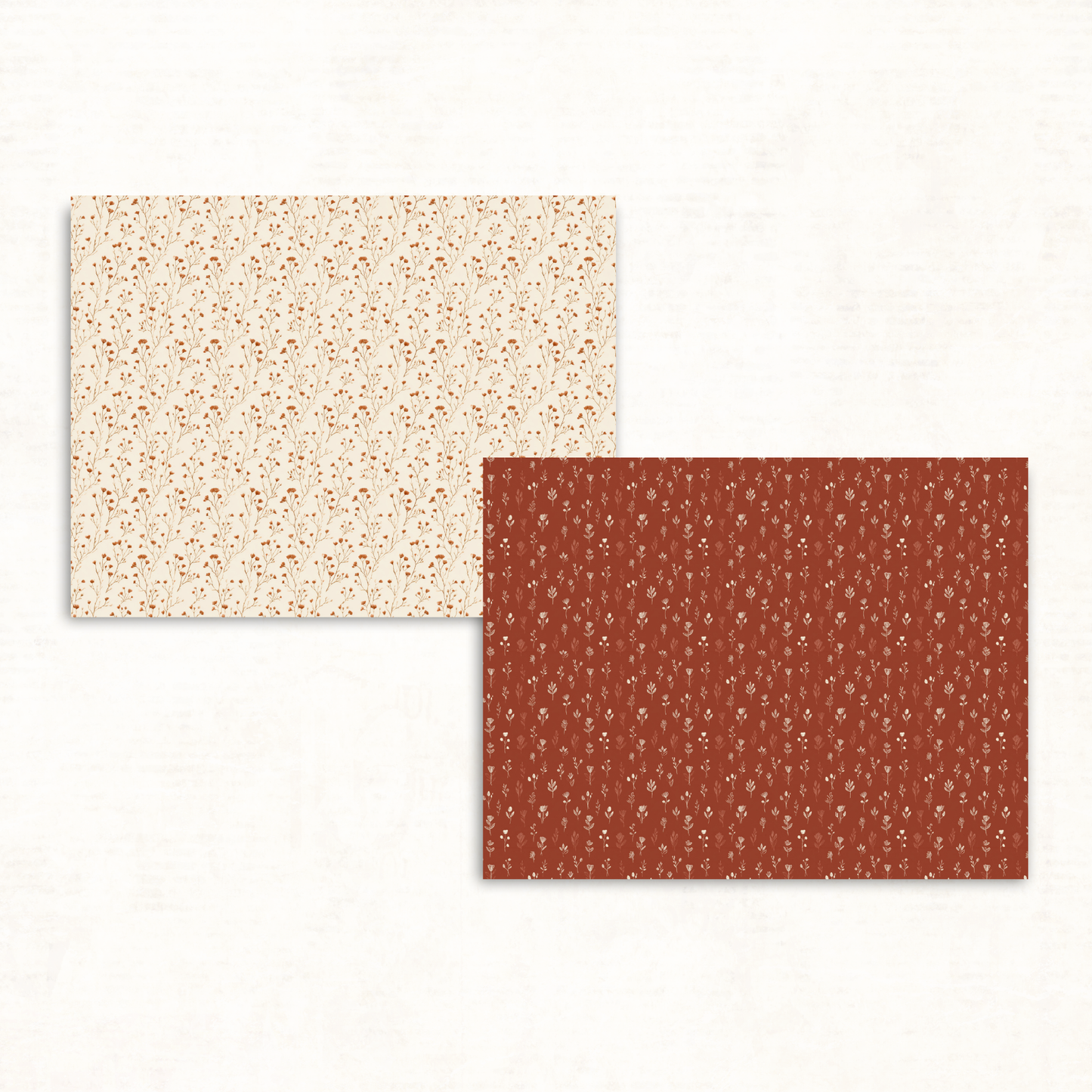 Earthy Boho Floral Scrapbook Papers – Printable Neutral & Deep Orange Backgrounds for Junk Journals