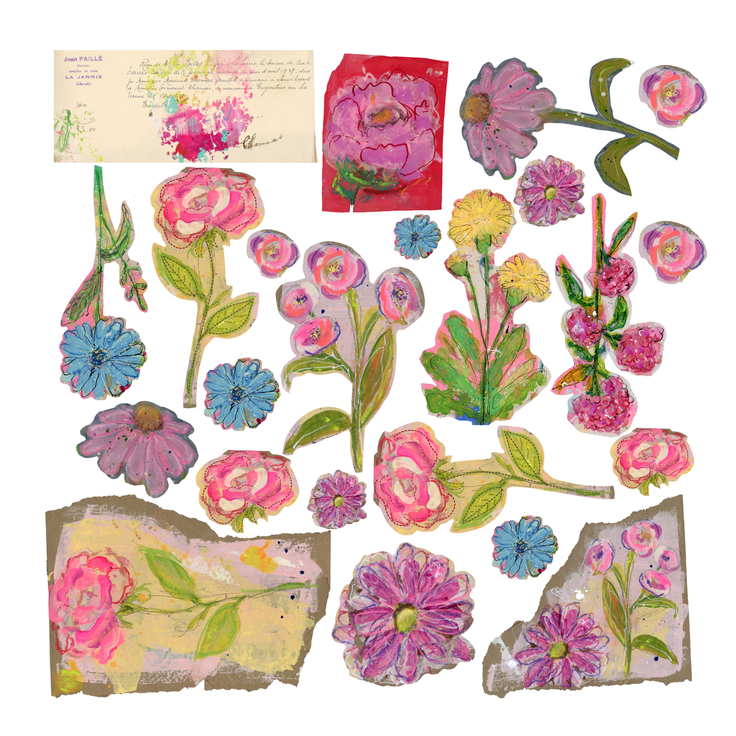 Flower Shop Collage Elements Book – Floral Ephemera for Paper Crafts
