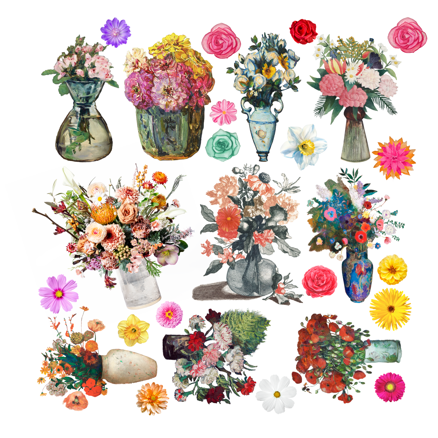 Flower Shop Collage Elements Book – Floral Ephemera for Paper Crafts