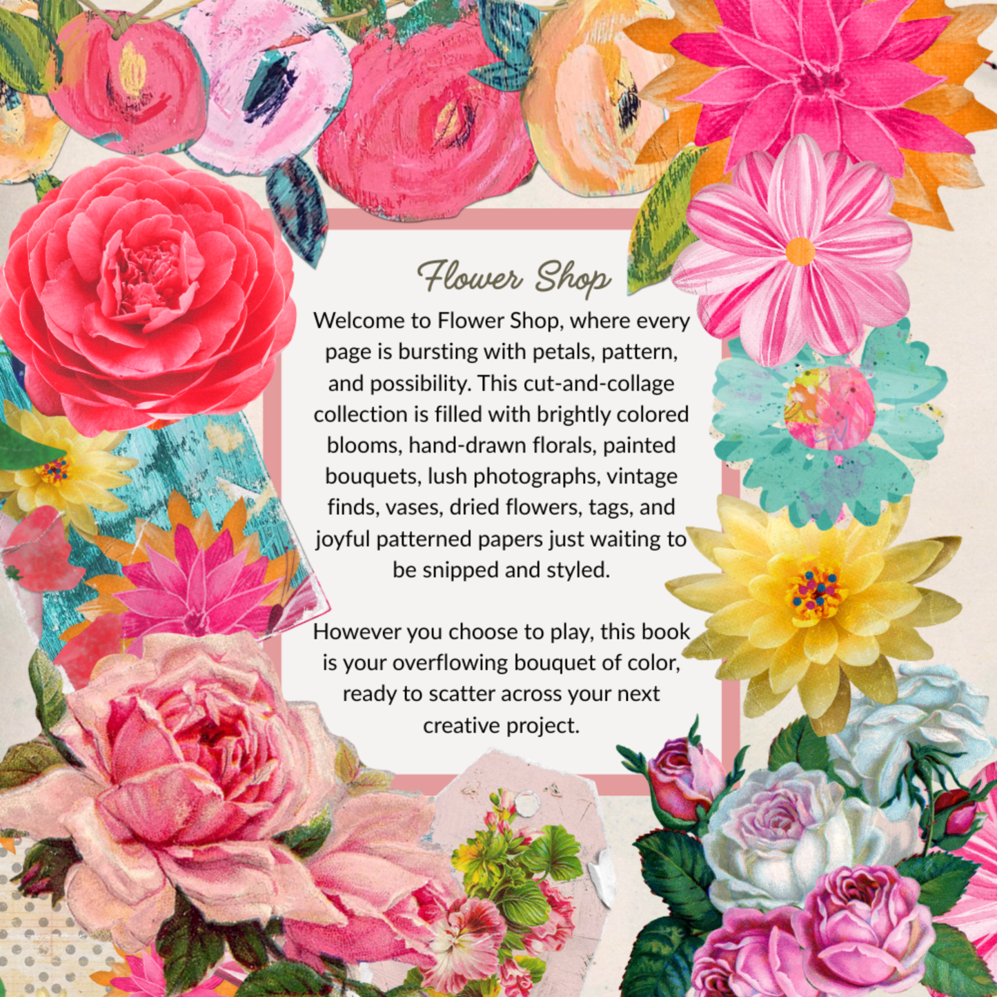 Flower Shop Collage Elements Book – Floral Ephemera for Paper Crafts