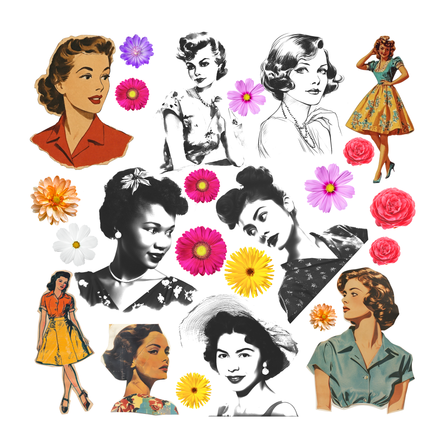 Retro Vibes Vol. 1 Collage Book – Retro Ephemera, Funky Women & Patterned Craft Papers
