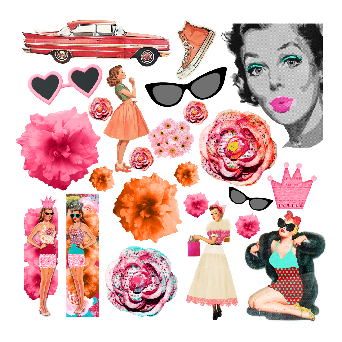 Retro Vibes Vol. 1 Collage Book – Retro Ephemera, Funky Women & Patterned Craft Papers