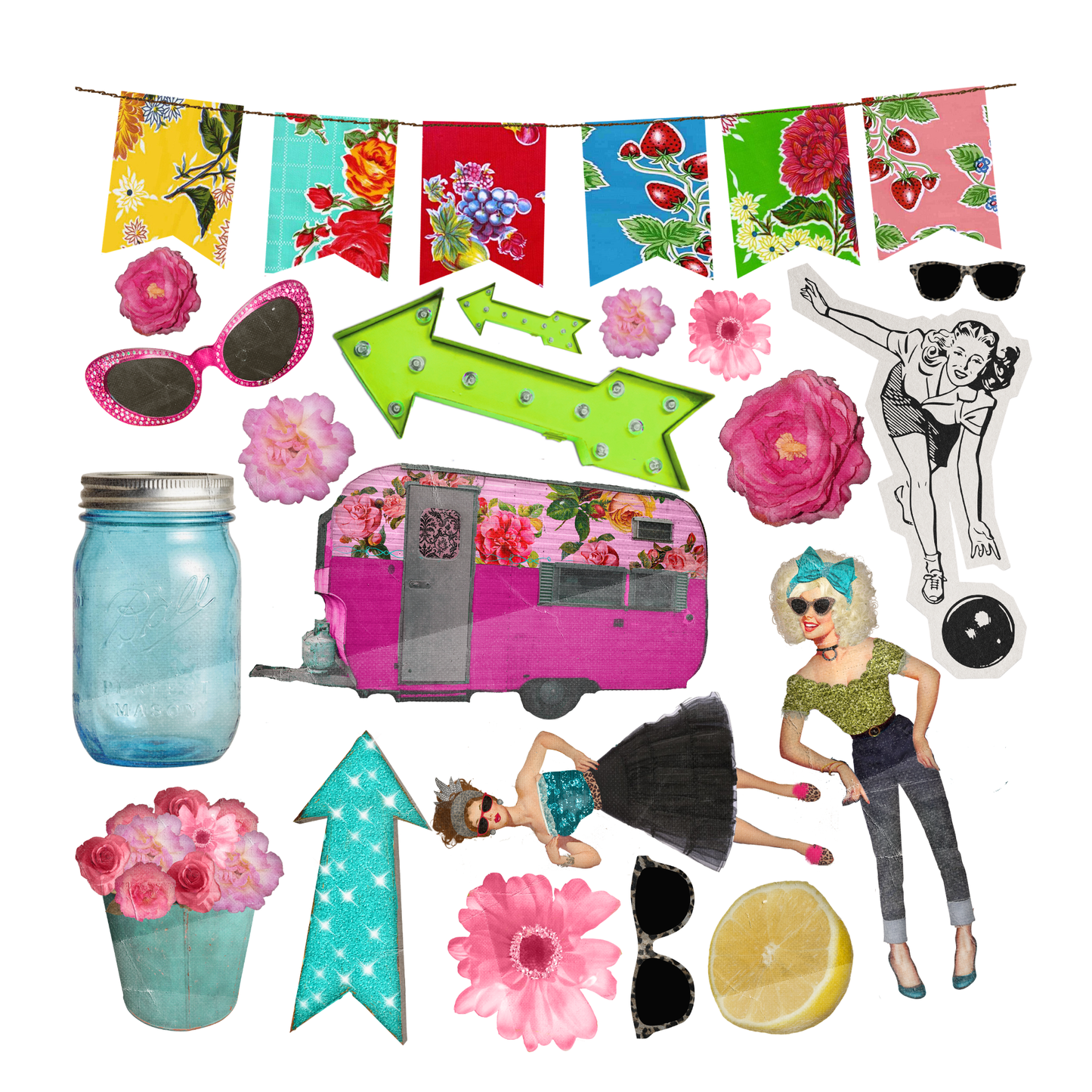 Retro Vibes Vol. 1 Collage Book – Retro Ephemera, Funky Women & Patterned Craft Papers