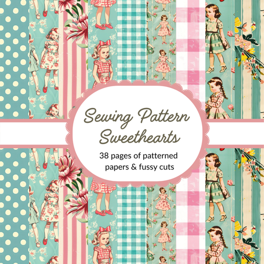 Sewing Pattern Sweethearts Collage Book – Retro 1950s Patterned Papers & Fussy Cuts