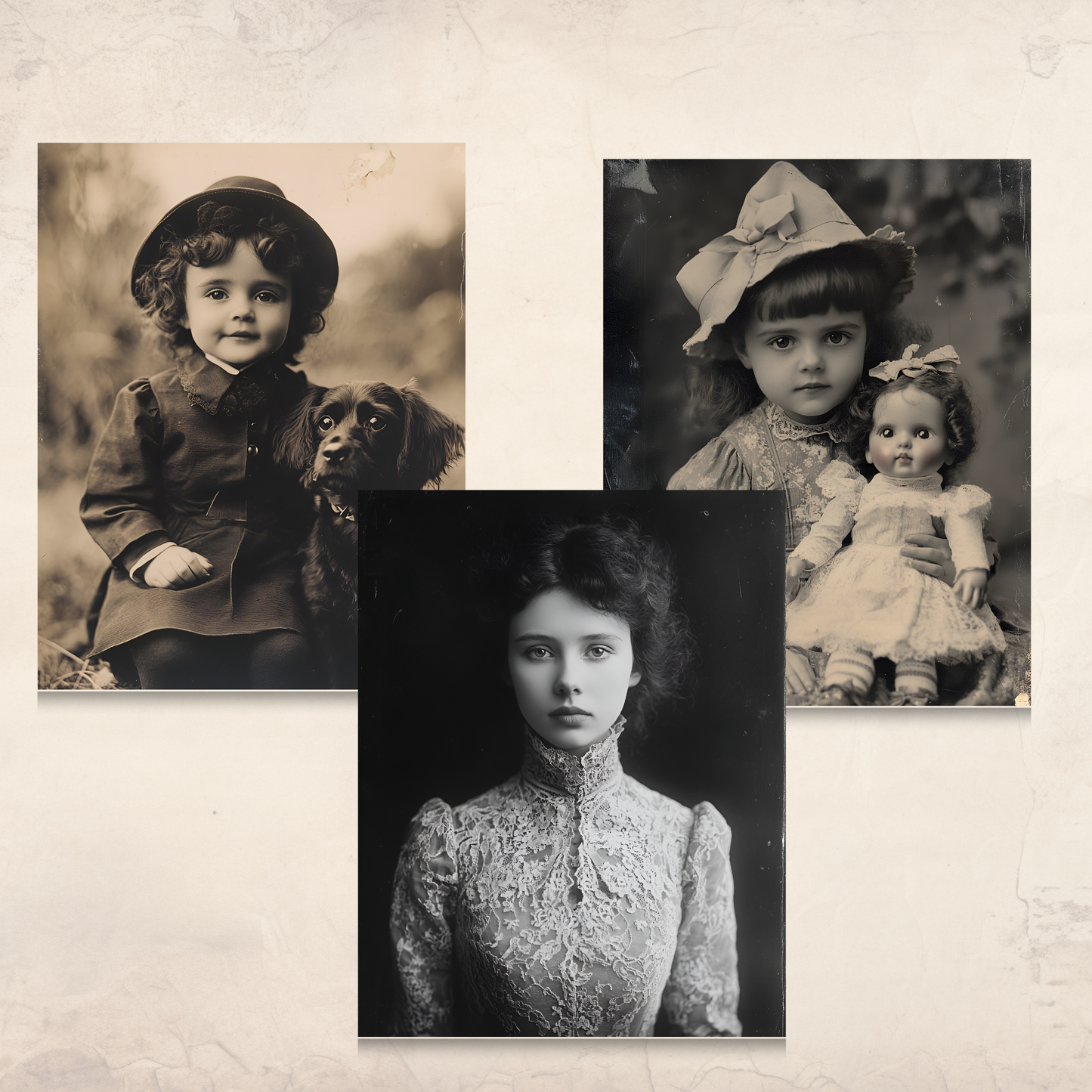 Victorian Portrait Ephemera – 72 Printable Black & White Photos of Women, Men & Families