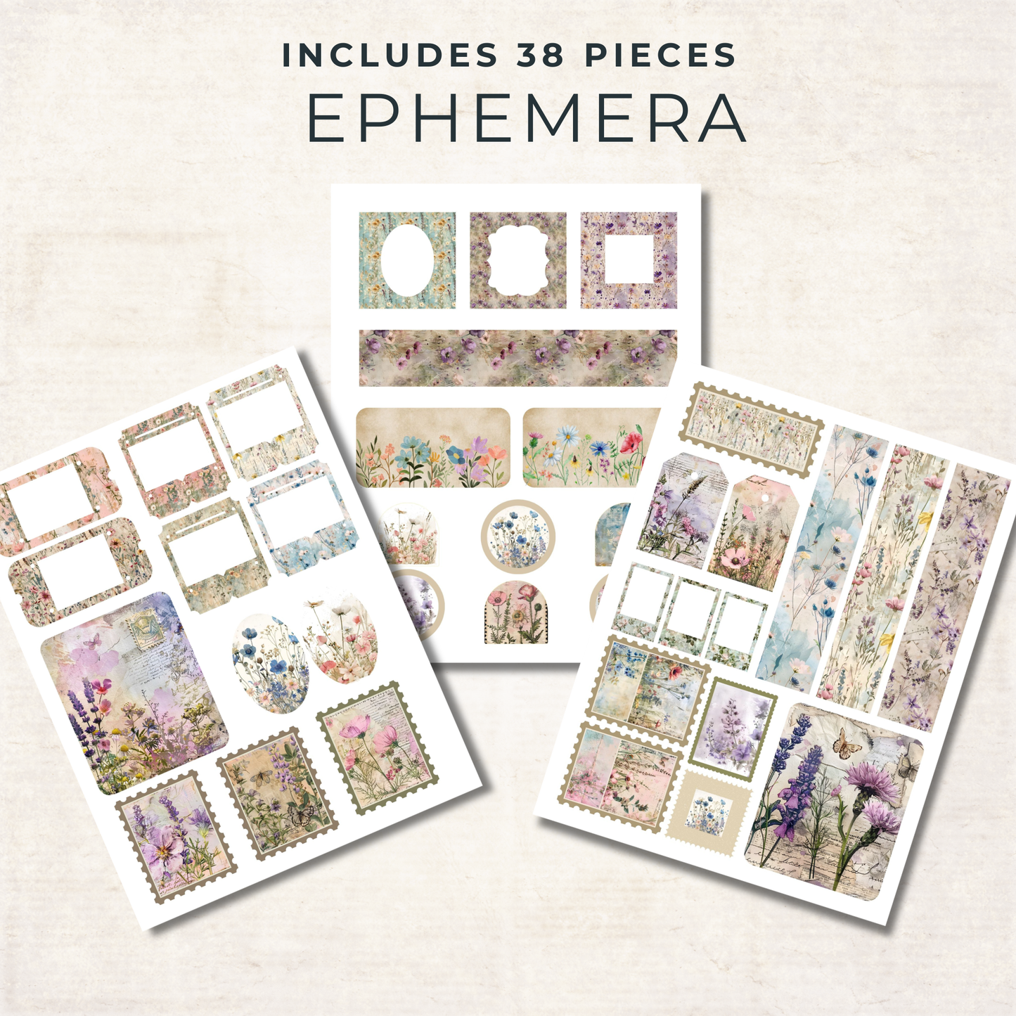 Vintage Wildflower - Botanical Ephemera - Digital Download - Scrapbook Supplies