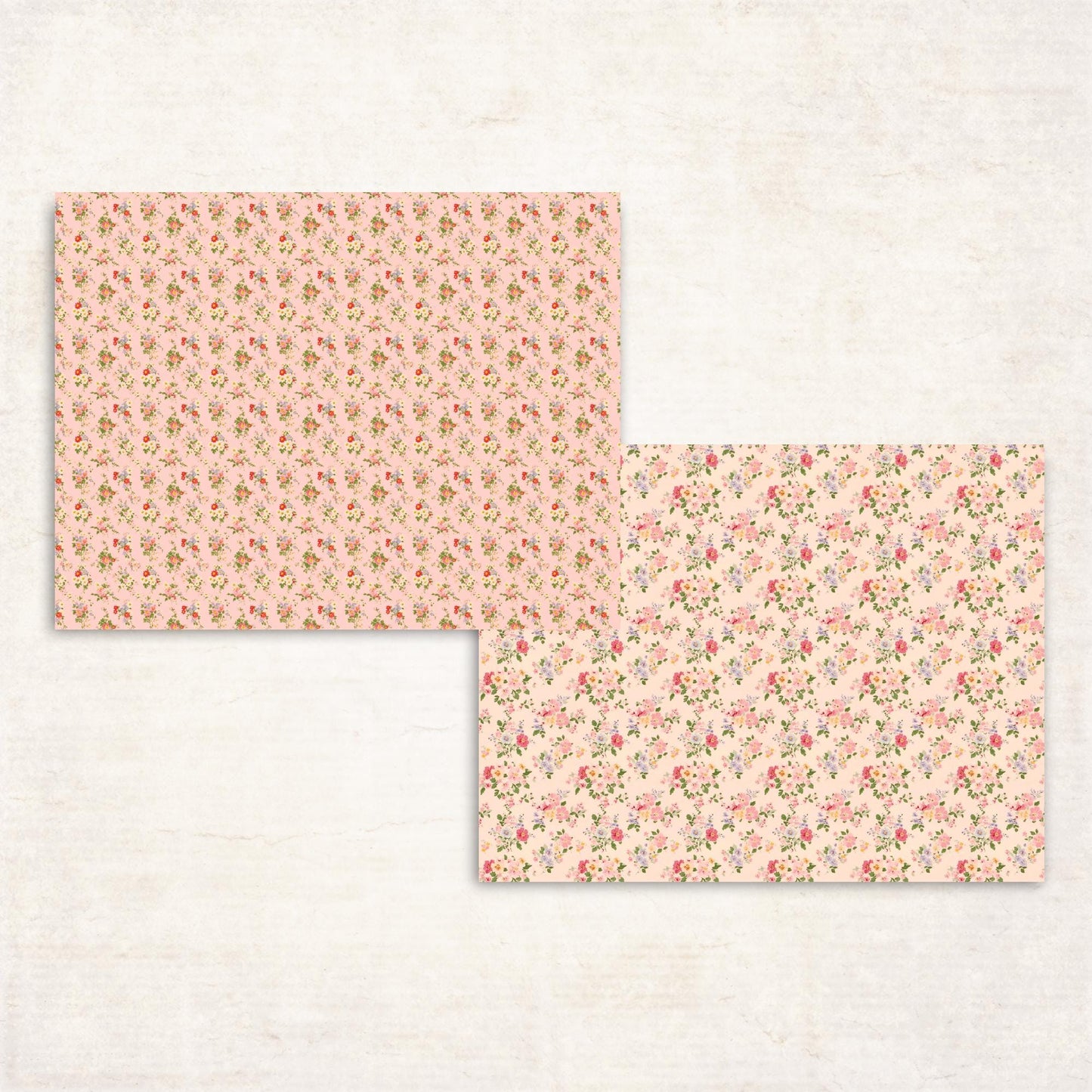 Shabby Chic Floral Scrapbook Paper - Vintage Digital Paper - Floral Background - Printable Journal Supplies