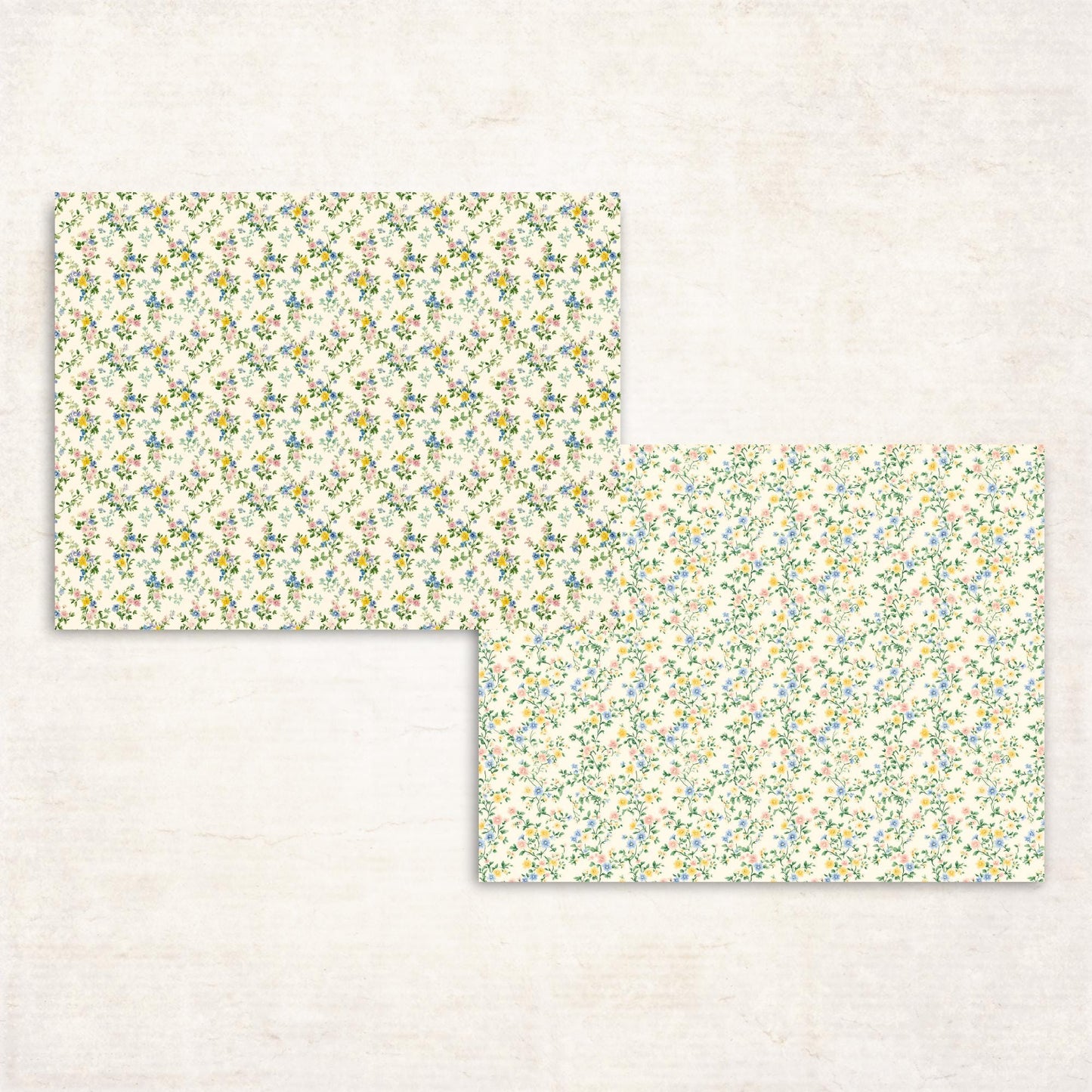 Shabby Chic Floral Scrapbook Paper - Vintage Digital Paper - Floral Background - Printable Journal Supplies