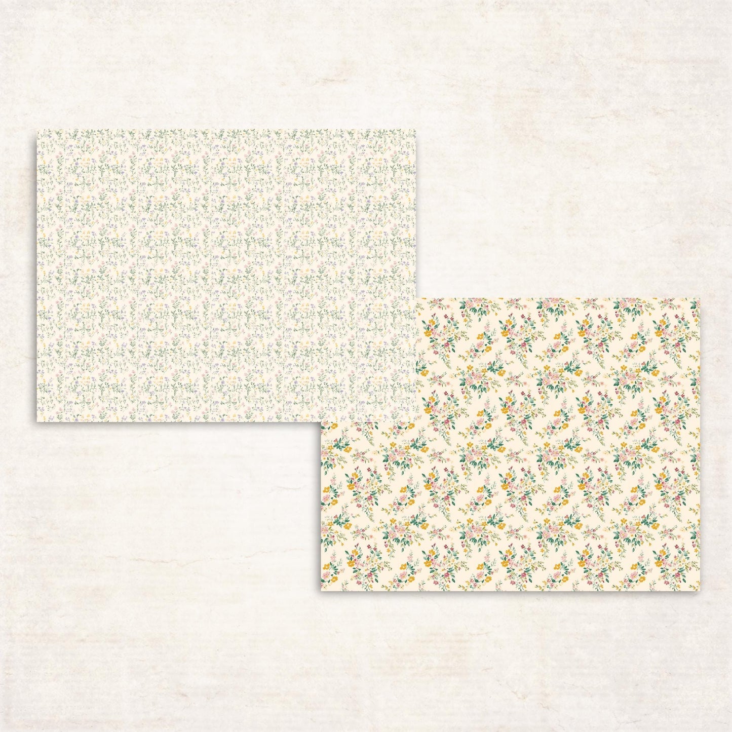 Shabby Chic Floral Scrapbook Paper - Vintage Digital Paper - Floral Background - Printable Journal Supplies