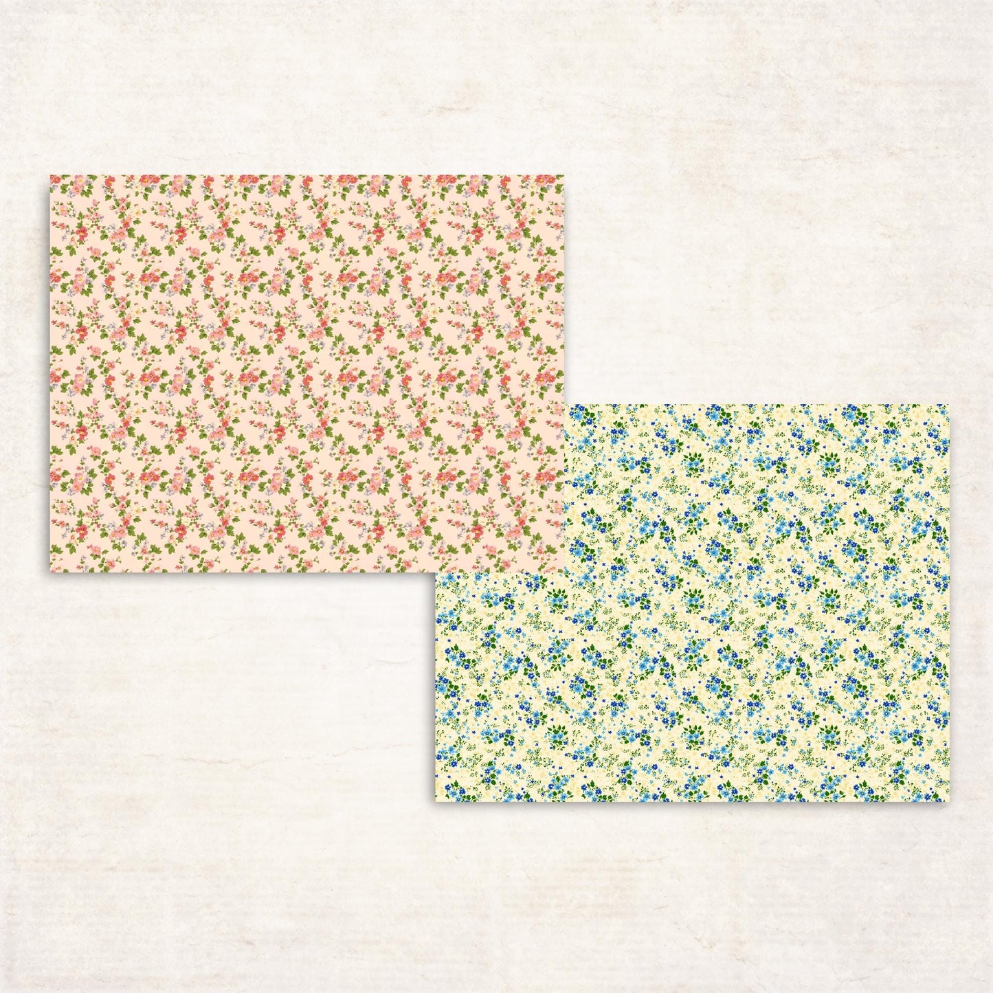 Shabby Chic Floral Scrapbook Paper - Vintage Digital Paper - Floral Background - Printable Journal Supplies