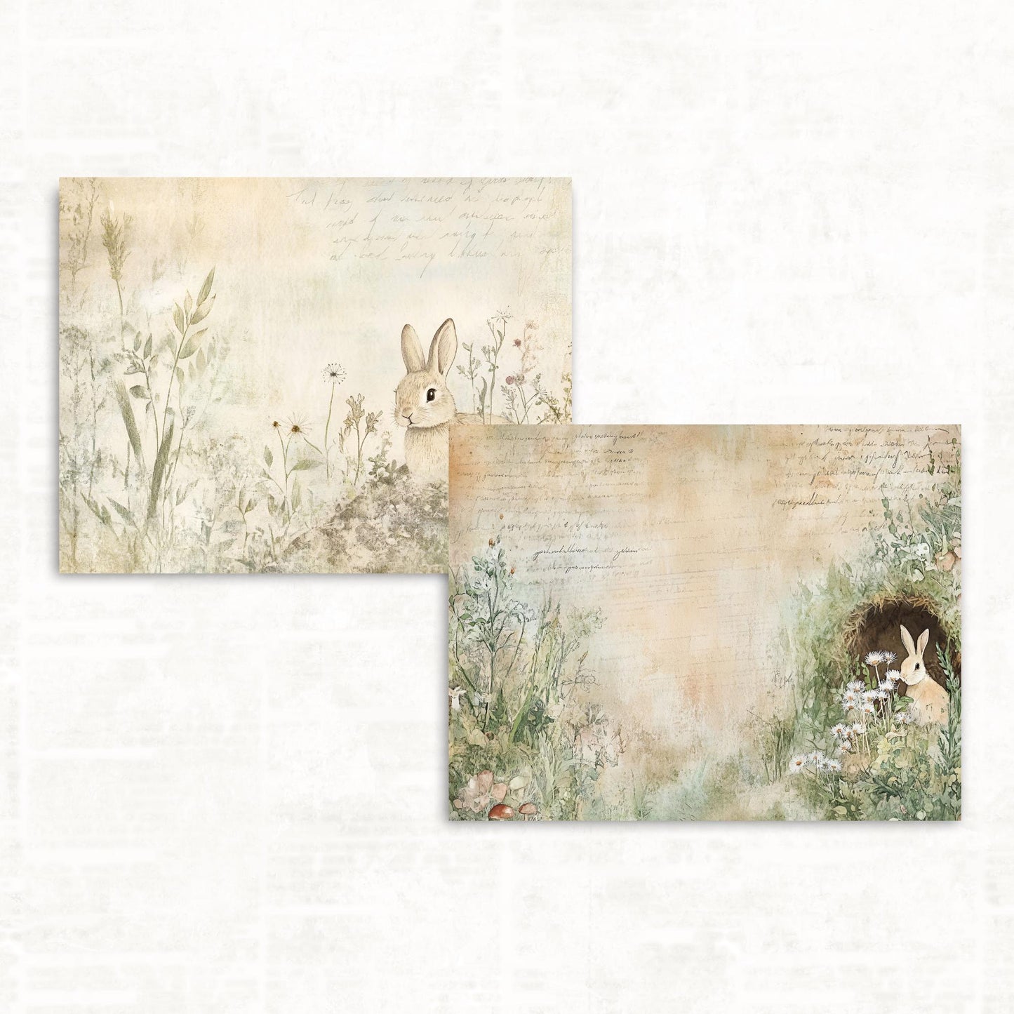 Spring Bunny Junk Journal Kit - Digital Collage - Easter Ephemera - Printable Journal Supplies