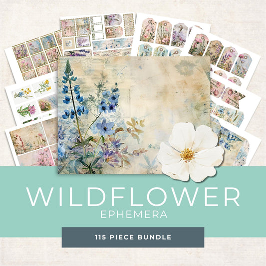 Vintage Wildflower - Botanical Ephemera - Digital Download - Scrapbook Supplies