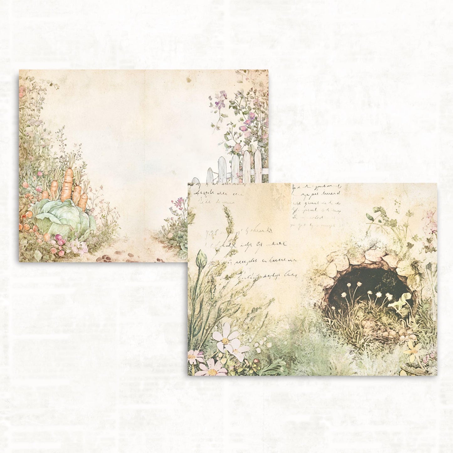 Spring Bunny Junk Journal Kit - Digital Collage - Easter Ephemera - Printable Journal Supplies