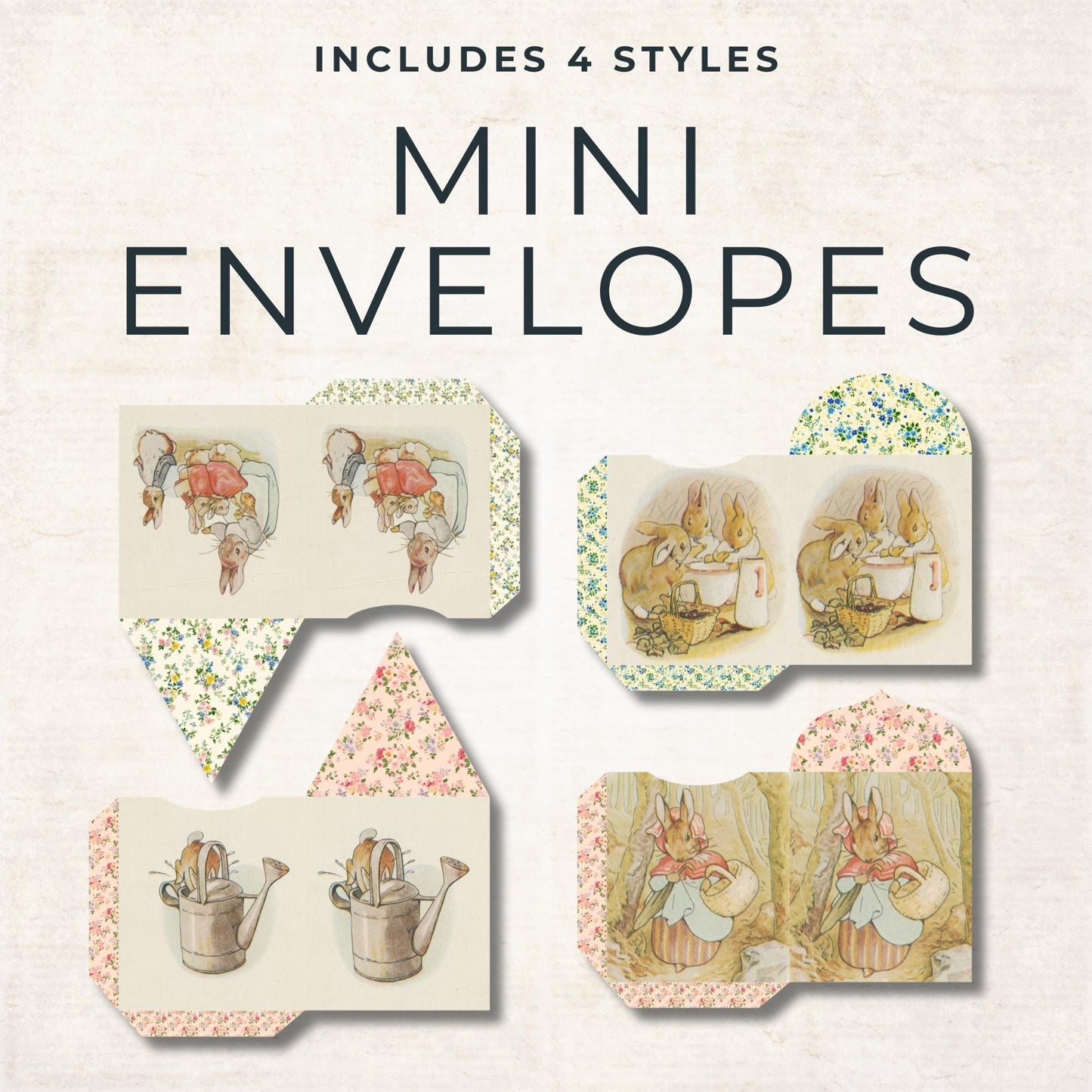 Whimsical Rabbits Junk Journal Kit - Printable Pages - Beatrix Potter Vintage Ephemera - Digital Download