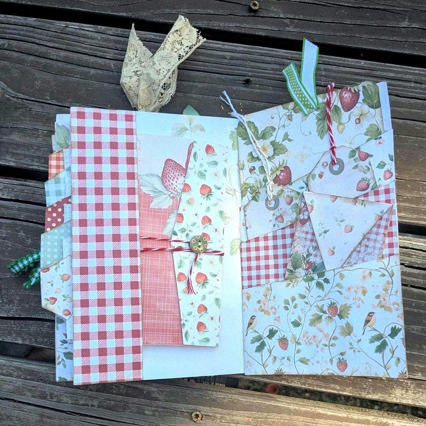 Strawberry Folio Junk Journal Kit, Printable Pages, Summer Fruit Ephemera, Scrapbook Paper for Creative Crafts
